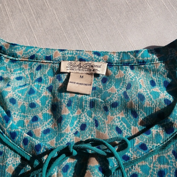 Lucky Brand Sheer Peasant BOHO Top - Picture 7 of 8